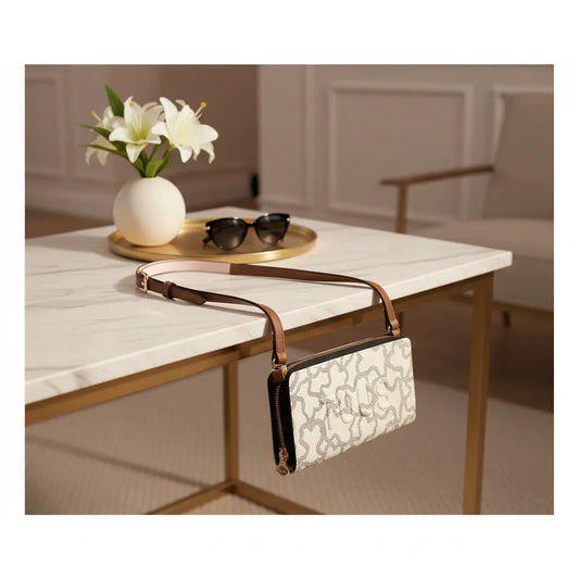 BANDOLERA BILLETERA PORTA CELULAR BEIGE TOUS