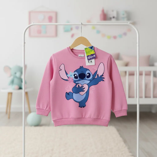POLERON ROSADO STITCH PARA NIÑAS