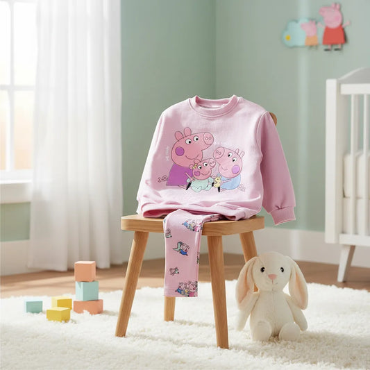 CONJUNTO ROSADO PEPPA PIG PARA NIÑAS
