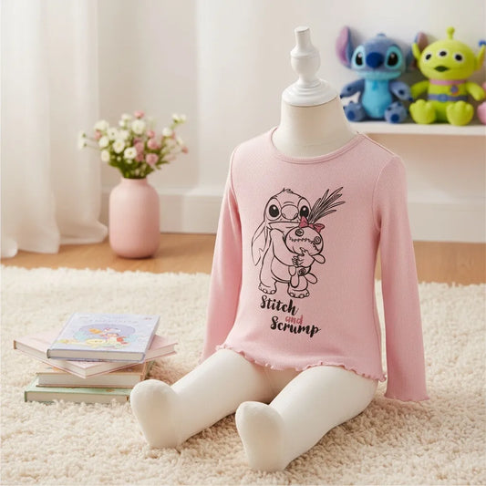 POLERA MANGA LARGA ROSADA STITICH