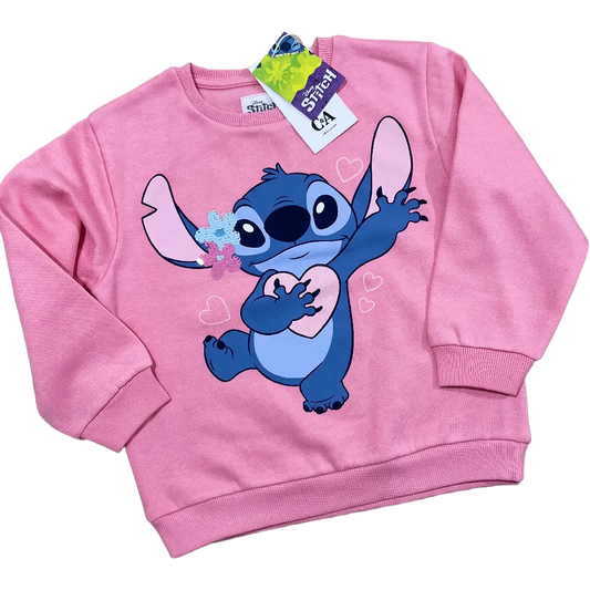 POLERON ROSADO STITCH PARA NIÑAS